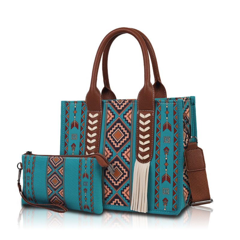 Bohemian ethnic style tassel personality mother and child bag canvas tote bag large capacity messenger bag_voghion.com