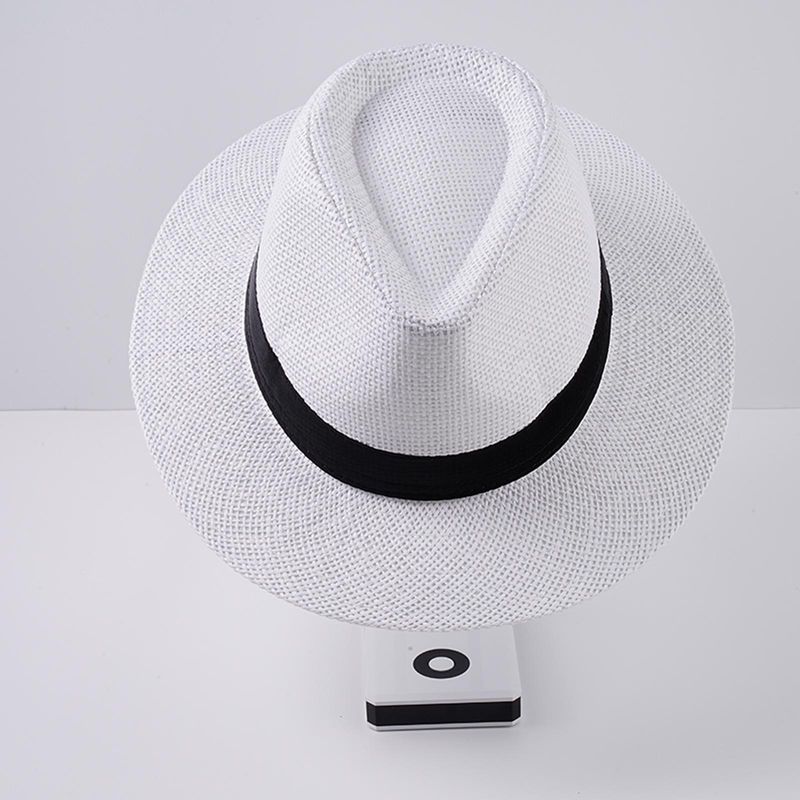 Neu eingetroffen Mode Sommer Casual Unisex Strand Große Krempe Jazz Sonne Panama Papier Stroh Frauen Männer Cowboy Fedora Hut Gangster_voghion.com