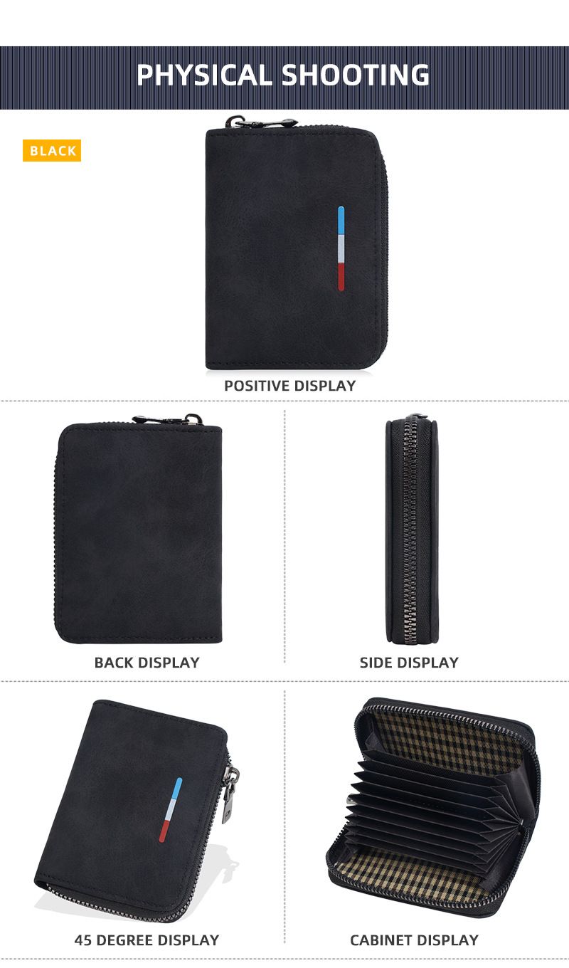 Baellerry New Men's Card Wallet, Simple Retro, Multi-card Design, Organ Style Structure, Set Of Card Wallet, Coin Purse, ID Bag, Card Holder In One._voghion.com
