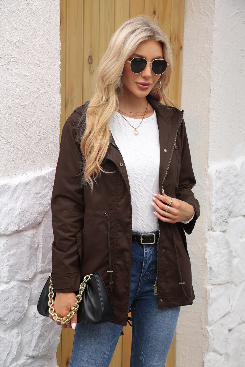 Windjacke aus Baumwolle mit Kapuze für Damen – Übergroßer Freizeitmantel mit Taschen, lange Ärmel, mittellang, reine Farbe, Übergröße (S-4XL)_voghion.com