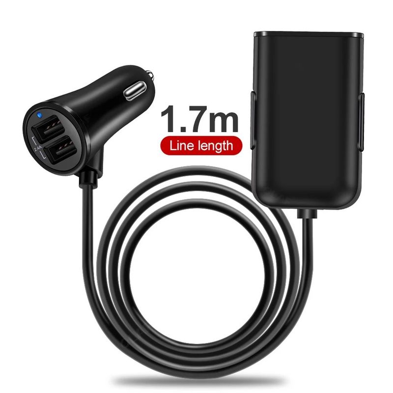 Music Festival  40W 8A QC3.0 front and rear seat charger fast one to four USB with cable, multi port flash charging, car charging_voghion.com