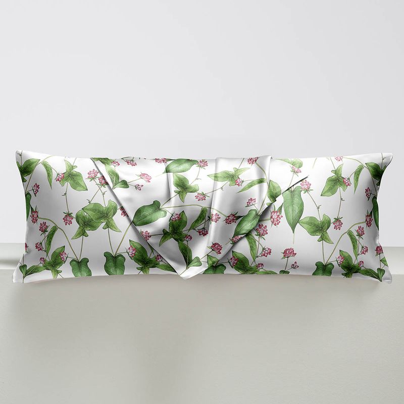 Premium 1.37m Silk-Satin Long Pillow - Dual Support For Couples & Families (Breathable Printed Design Hypoallergenic Luxury Bedding Accessory)_voghion.com