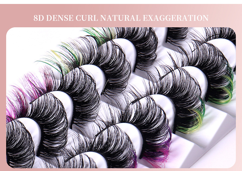 Barbe Colorful Eyelashes Russian Eyelashes Curl Naturally Thick Seven Pairs of Colored Eyelash_voghion.com