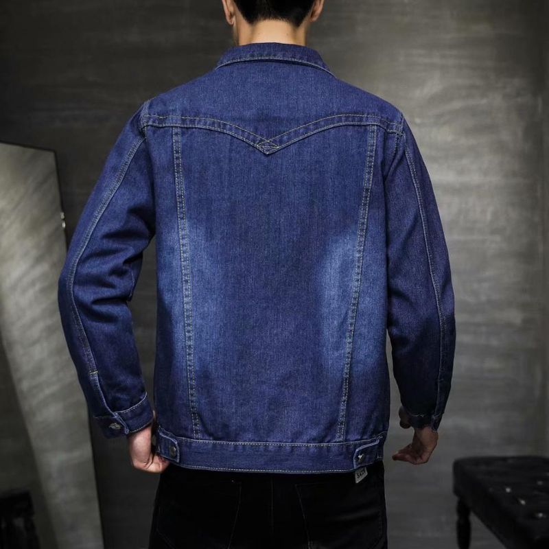 Giacca in denim da uomo, versione coreana, vestibilità slim, primavera/autunno, ampia giacca in denim_voghion.com