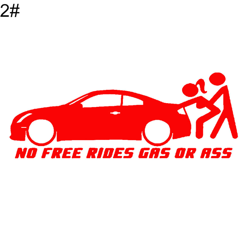 Yuanmheng Grappig Geen gratis ritten Gas of Ass Auto Voertuig Reflecterende Decals Sticker Decoratie_voghion.com