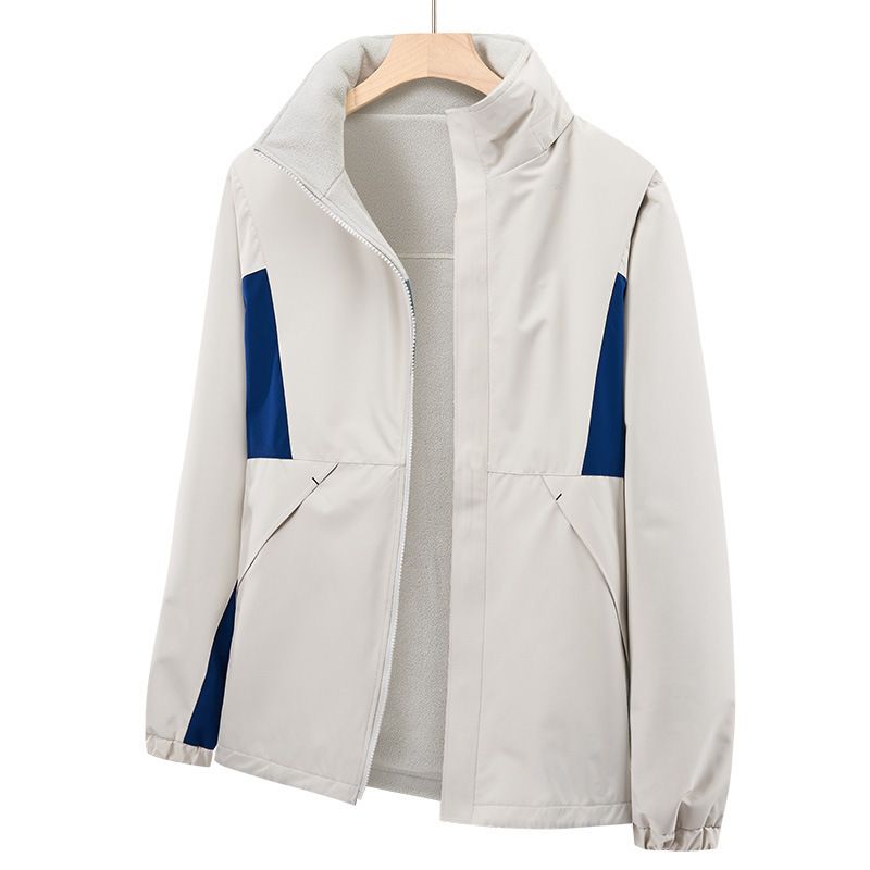Giacca da esterno reversibile personalizzabile, impermeabile, antivento, traspirante, con fodera in pile, per escursioni in coppia, a blocchi di colore_voghion.com