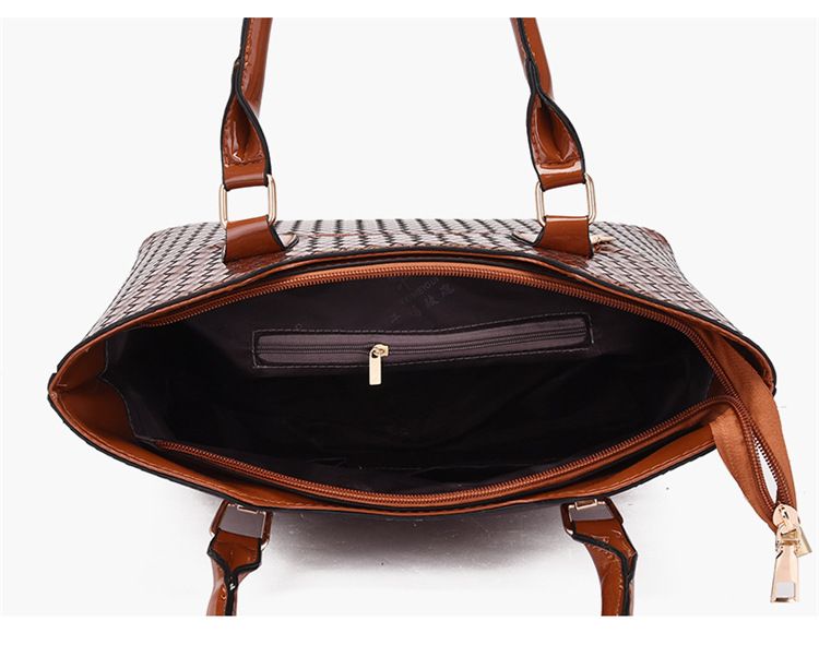 Bolso de mujer tejido de gran capacidad, bolso para madre e hijo, conjunto de cinco piezas, bolso de mano de color liso, bolso oblicuo de un solo hombro_voghion.com