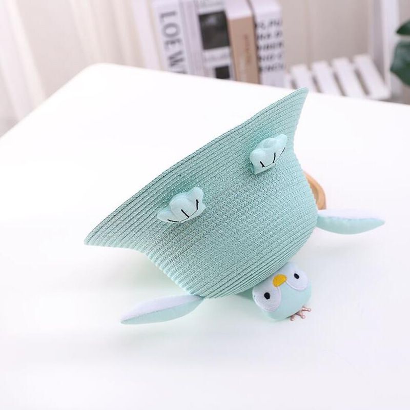 Borsa carina per bambini a forma di pinguino, turismo da spiaggia in paglia intrecciata, shopping, cappello parasole, cappello da vasca con cartoni animati_voghion.com
