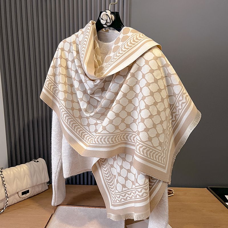 2024 new mesh printed contrasting color autumn and double-sided cashmere scarf, winter high-end warm shawl for_voghion.com
