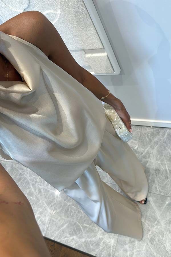 Completo da donna con pantaloni larghi e senza maniche in raso - Completo casual da due pezzi per le vacanze estive e l'uso quotidiano (colori multipli)_voghion.com