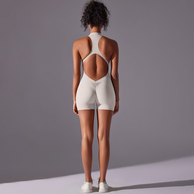 Nuovo costume da yoga aderente per la corsa e il fitness, in tinta unita, ad alta intensità, Bare Sensation Sports Beauty Back, in un unico pezzo, transfrontaliero_voghion.com