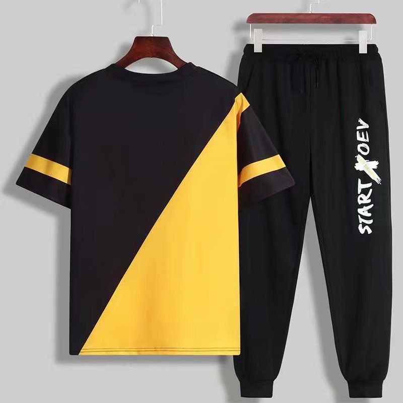 Ropa de hombre Camiseta de verano de manga corta para hombre, moderna y atractiva, un conjunto de ropa a juego, trajes casuales juveniles, ropa de verano para hombre_voghion.com