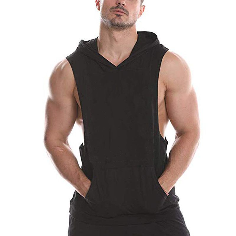 100% cotone Fiess senza maniche con ampia tasca con cappuccio_voghion.com