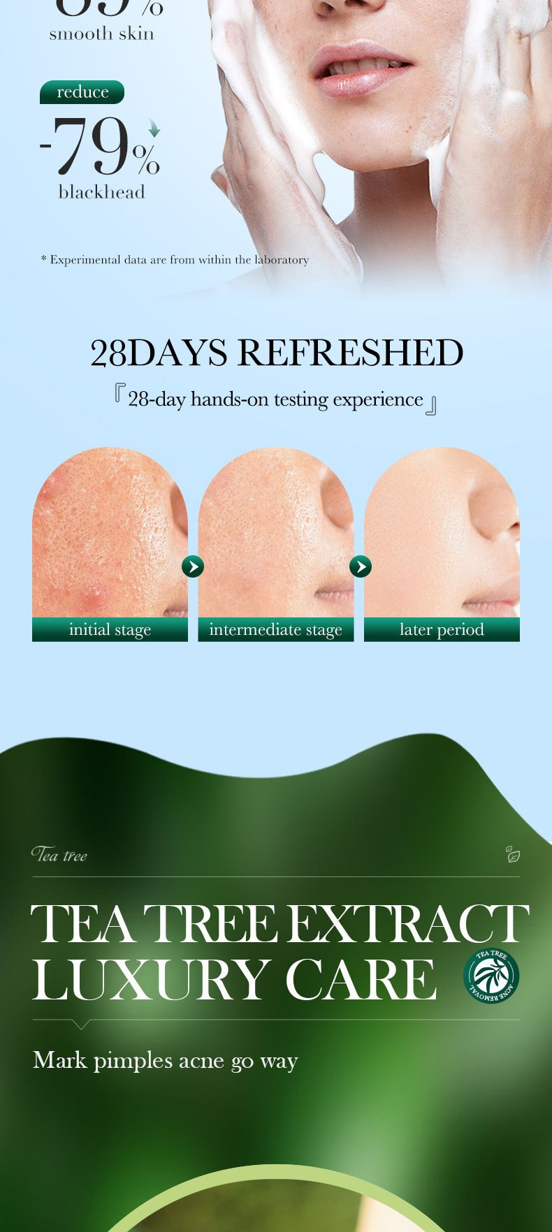 Detergente viso completo all'albero del tè inglese 100 g SADOER Detergente viso idratante rinfrescante detergente profondo_voghion.com