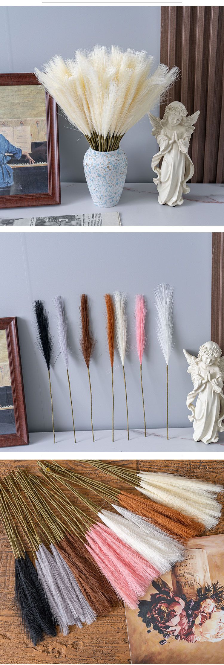 Maison et jardin Fleur Petite branche unique Scintillante Pampas Reed INS Style Fleur artificielle Décoration Maison Mariage_voghion.com