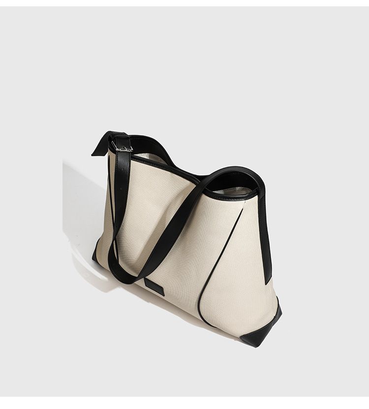 Trendy Shoulder Tote Bag For Women - Casual Canvas Crossbody Hobo Bag With Magnetic Closure, Spacious Interior & Stylish Stitching Details_voghion.com