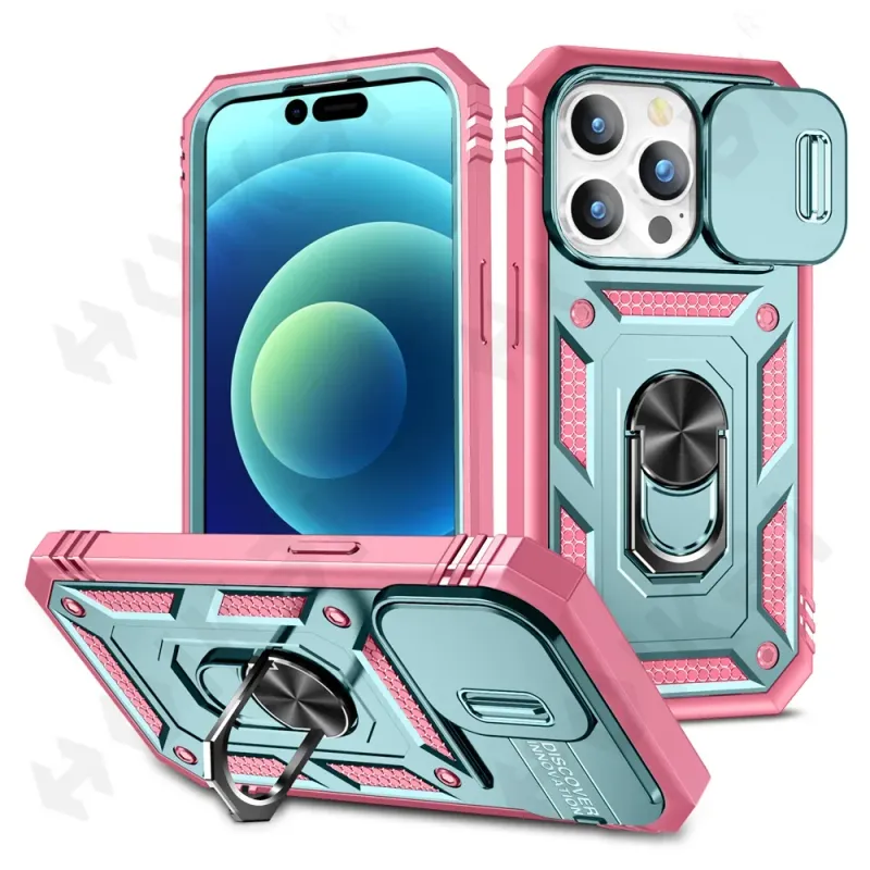 Case For 16 Iphone 15 Max 14 Pro 13 12 11 Slide Camera Heavy Duty Build In 360 Degree Rotate Kickstand Cover_voghion.com