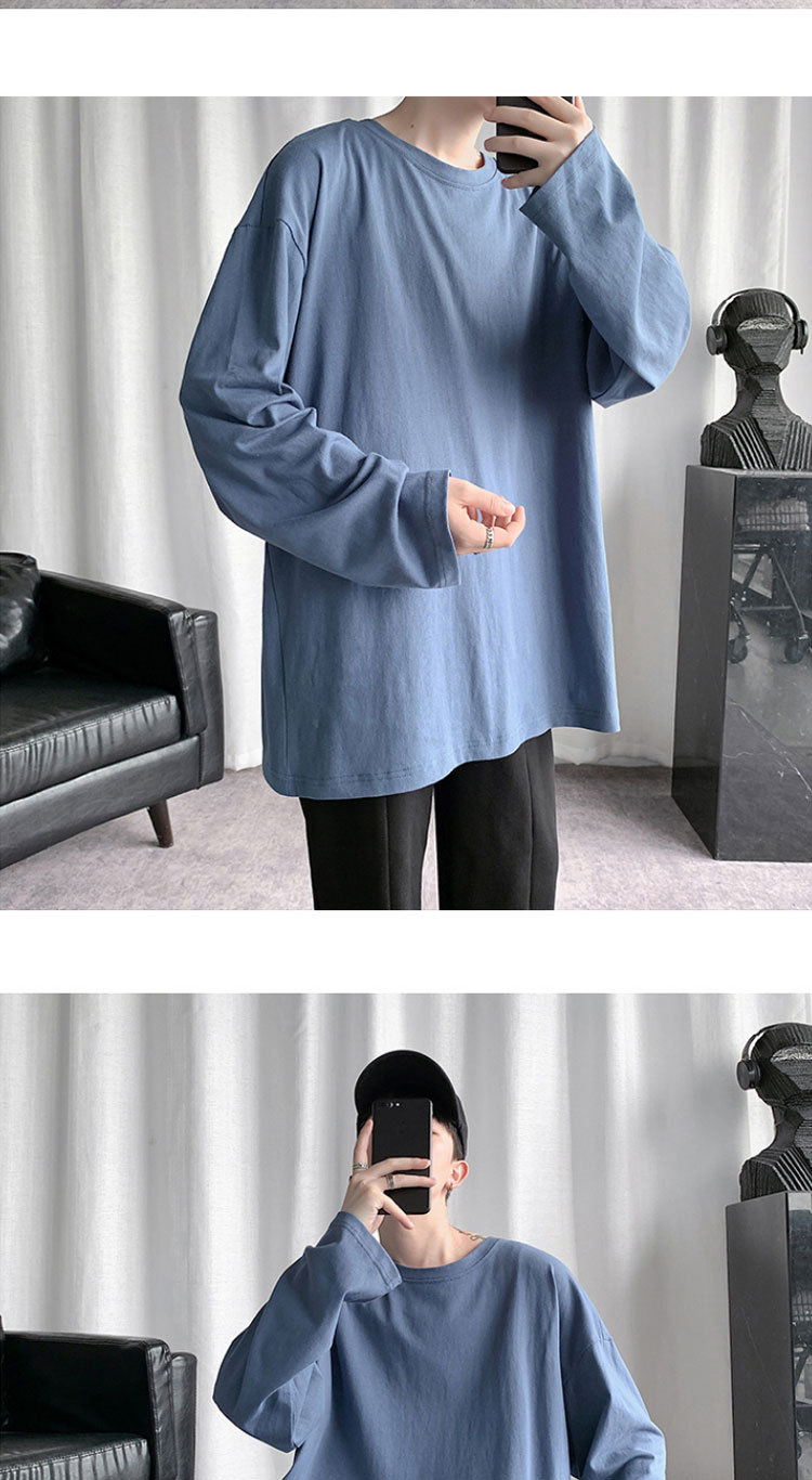 Maglietta a maniche lunghe da uomo, primavera e autunno, versatile e alla moda, in cotone, top rosa_voghion.com