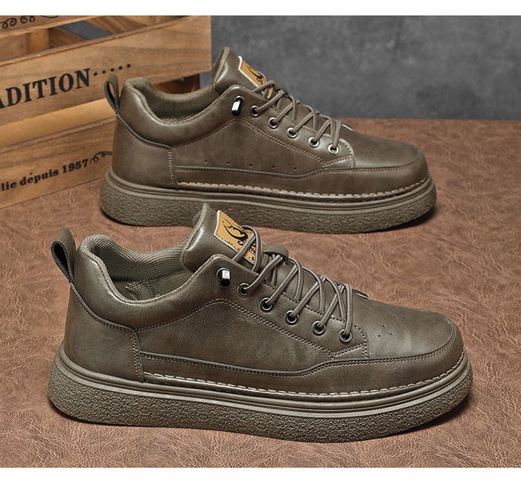 Scarpe sportive casual da uomo in pelle nera, versatili, traspiranti, impermeabili, antiscivolo, nuove di zecca, da chef, alte e primaverili_voghion.com