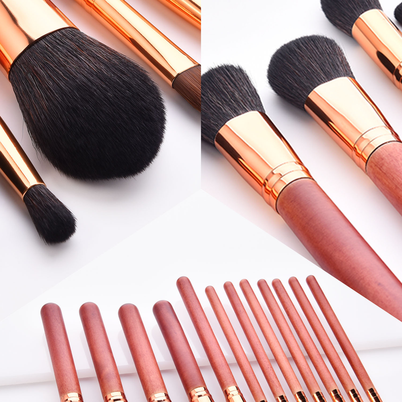 12-piece makeup brush set, brush end, rosewood, loose powder brush, blush brush, new makeup tool GUJHUI_voghion.com