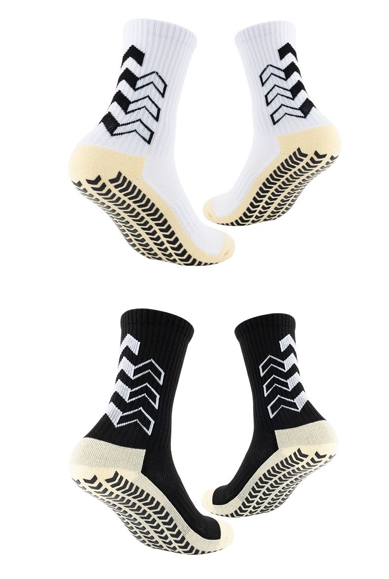Calzini da uomo con freccia e puntini, calzini sportivi antiscivolo, calze spesse con fondo in asciugamano, calzini da allenamento_voghion.com