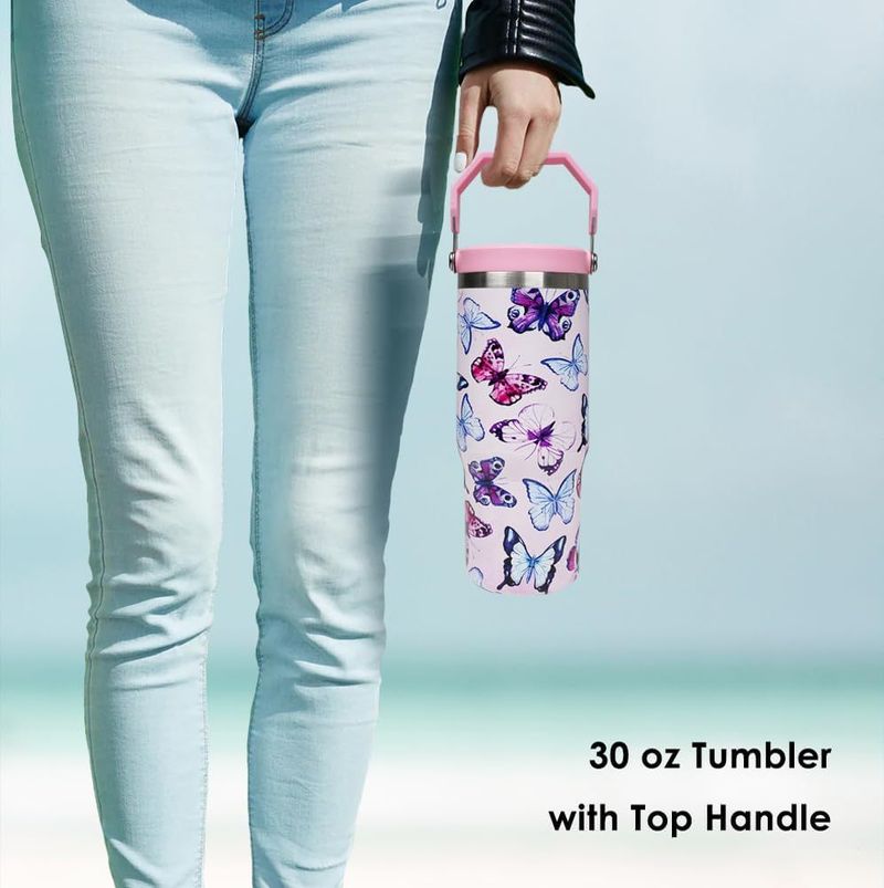 Hot-Selling 30oz Stainless Steel Burst Brand Same Style Ice Tyrant With Handle And Straw Car Cup Pattern_voghion.com