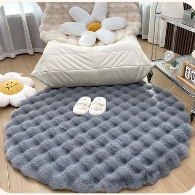 tappeto rotondo in peluche di coniglio divano soggiorno tavolino camera da letto guardaroba toletta tappeto bianco tondo_voghion.com
