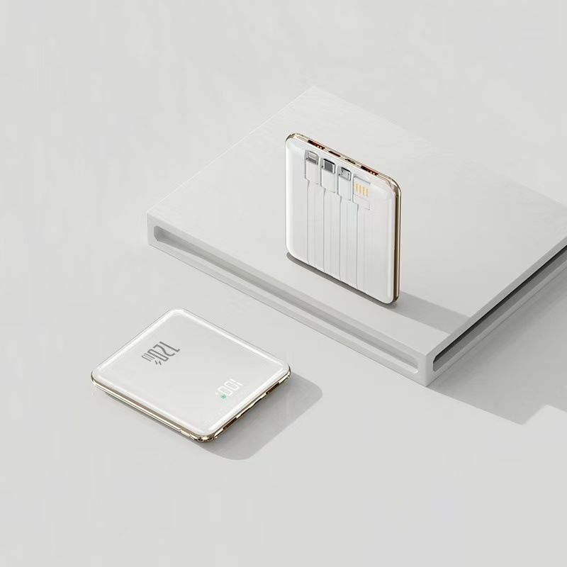 20.000 mAh Mirror Surface Powerbank met ingebouwde kabel, 20W snelladen, slank en draagbaar, veilig voor in het vliegtuig, hoge capaciteit_voghion.com