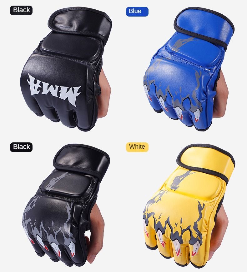 Profesionalne boksarske rokavice s pol prsti - za odrasle in otroke, primerne za sanda, borilne veščine, UFC, Muay Thai, trening MMA_voghion.com