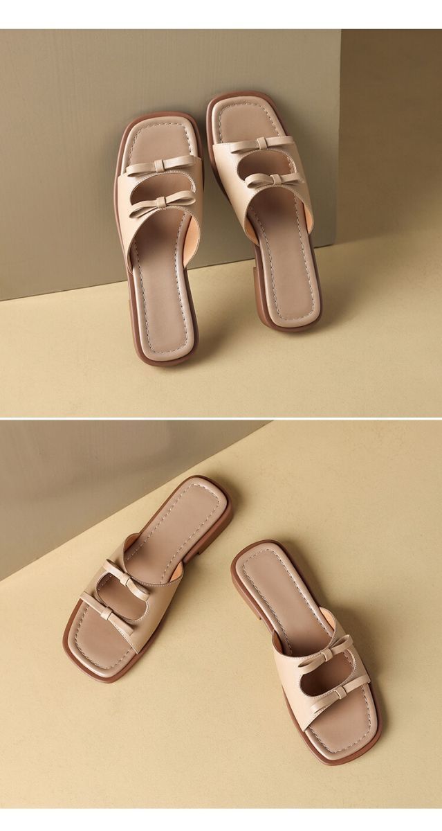 2025 Summer New Type Word Dragged Women's Flat Bottom Outerwear Bare Toes One Foot Lazy Cold Slippers Butterfly Knot_voghion.com
