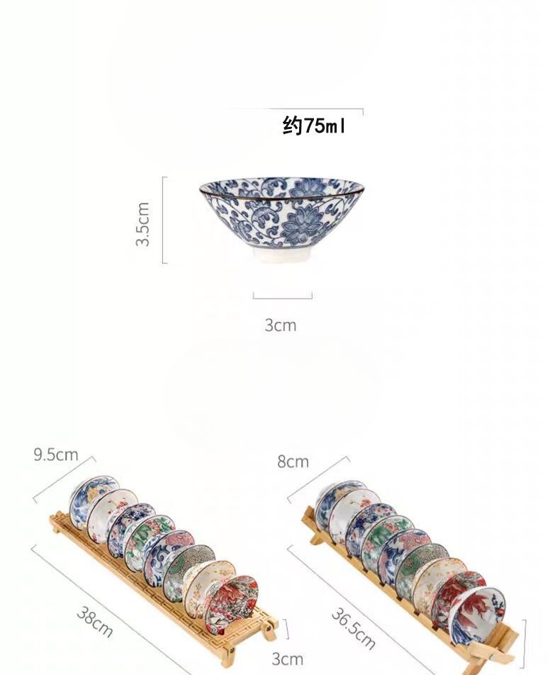 Blue And White Porcelain Douli Ceramic Tea Set Home Use, Personal For Guests, 9 Pieces, Tasting With Foldable Cup Stand_voghion.com