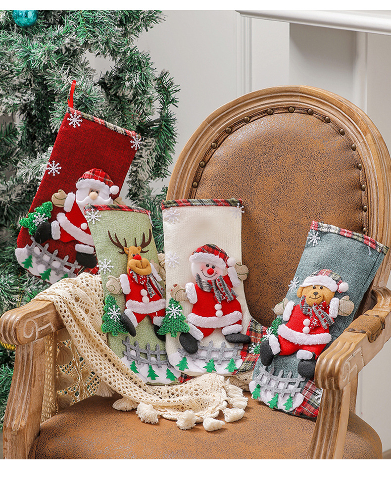CELESTIALUMINA Large Linen Christmas Stockings, Fences, Christmas Gift Bags, Christmas Tree Ornaments, Candy Bag Decorations_voghion.com