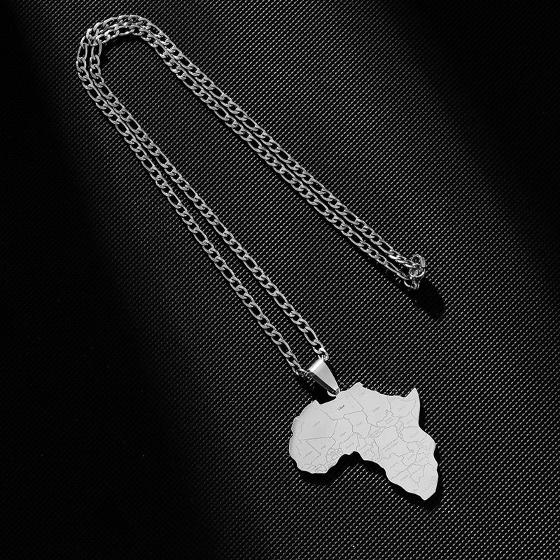 Collana con ciondolo con nome del paese in stile etnico africano, in acciaio al titanio lucidato, Nigeria, Ghana e Somalia_voghion.com