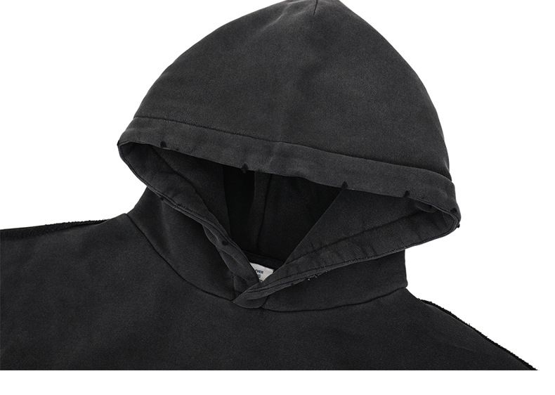 Herren-Kapuzenpullover mit Retro-Reverse-Muster – Dekonstruiertes Spleißdesign, Streetwear-Mode (Schwarz, M-XL)_voghion.com