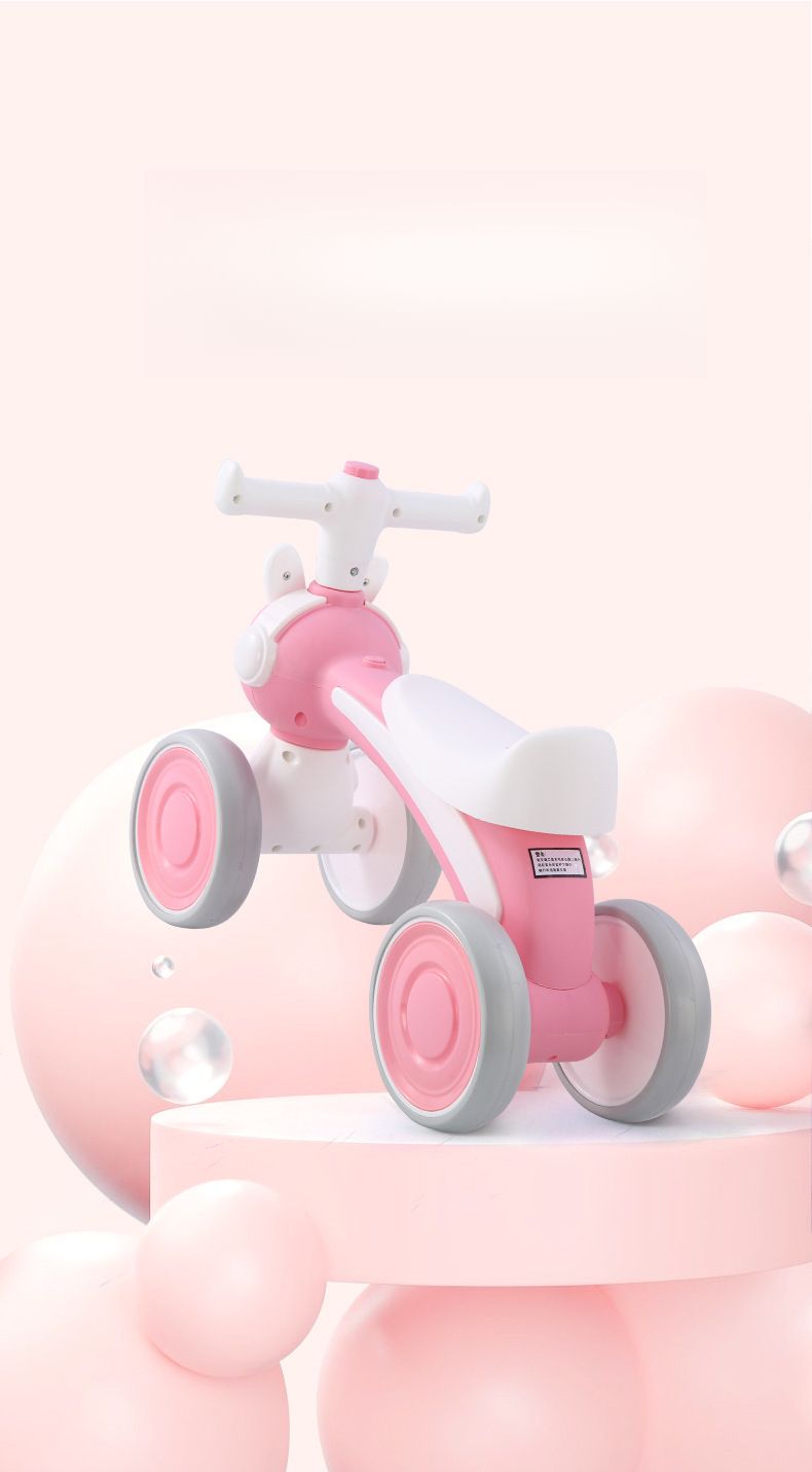 Monopattino senza pedali per bambini da 1 a 3 anni, a forma di coniglietto, con musica e luci, per imparare a camminare su quattro ruote_voghion.com