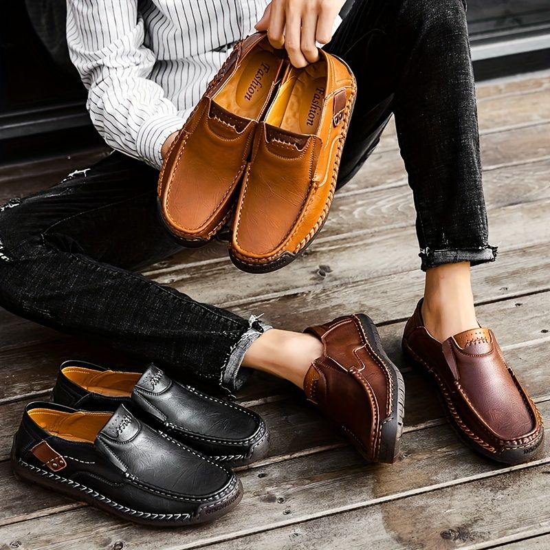 Handcrafted Mens Leather Loafers Seamless Slip-On Design Outdoor Adventures Comfortable, Flat & Breathable Perfect for_voghion.com