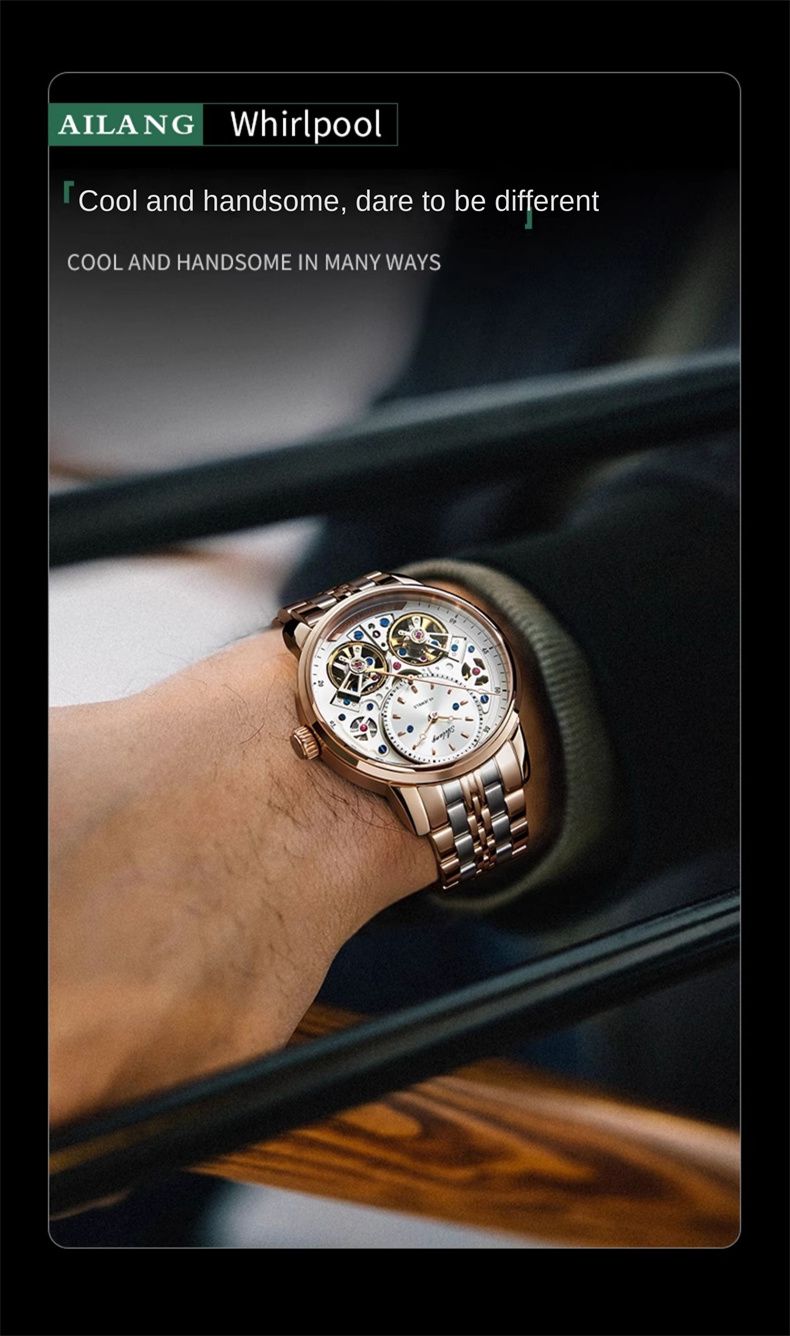 AILANG Brand New Luxury Double Tourbillon Mechanical Watch For Men Stainless Steel Waterproof Automatic Watches Mens Relogio_voghion.com