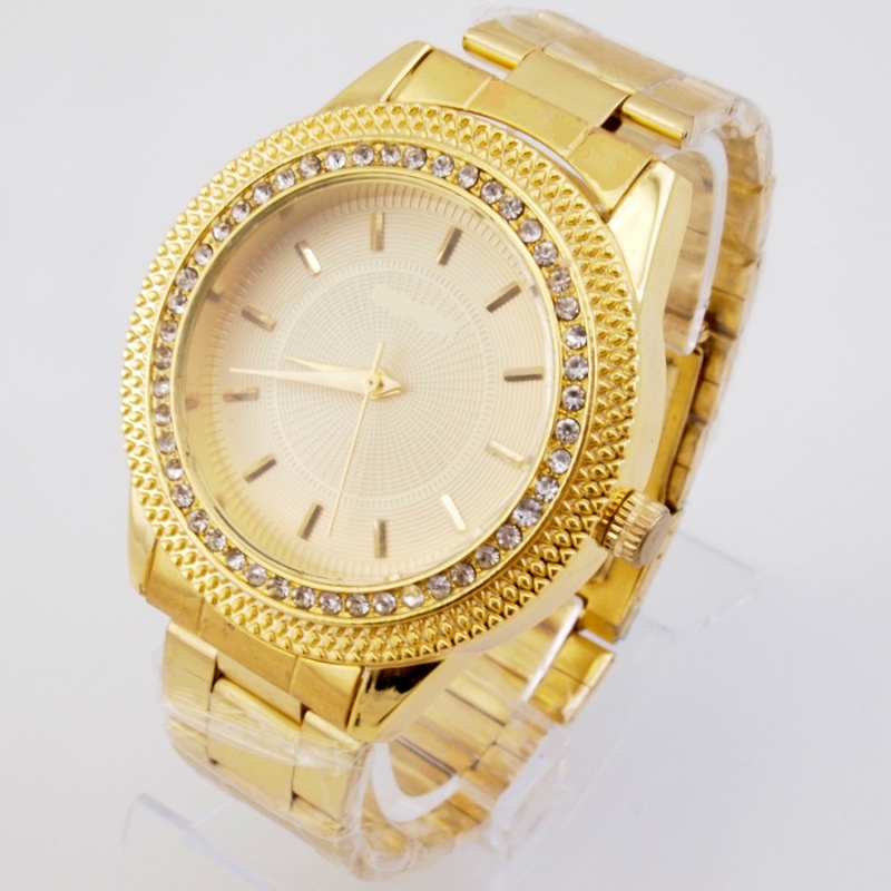 Speciaal geprijsd heren modieus roestvrij staal goud luxe ingelegd Engels horloge_voghion.com