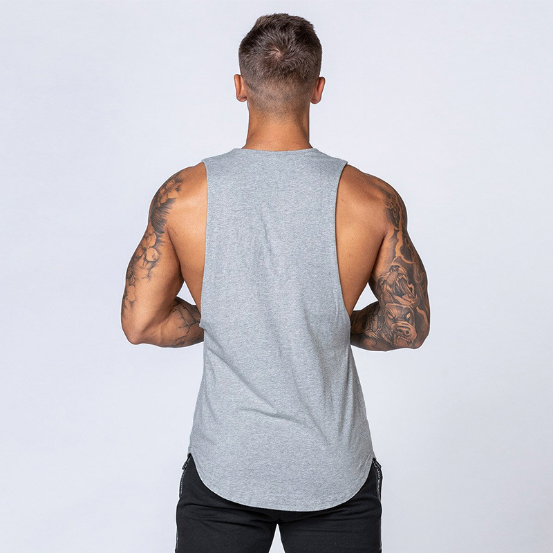 Herren-Fitness-Baumwollweste, atmungsaktives Unterhemd für den Sommersport, schmal geschnittenes, ärmelloses Camisole-Trainingsoberteil_voghion.com