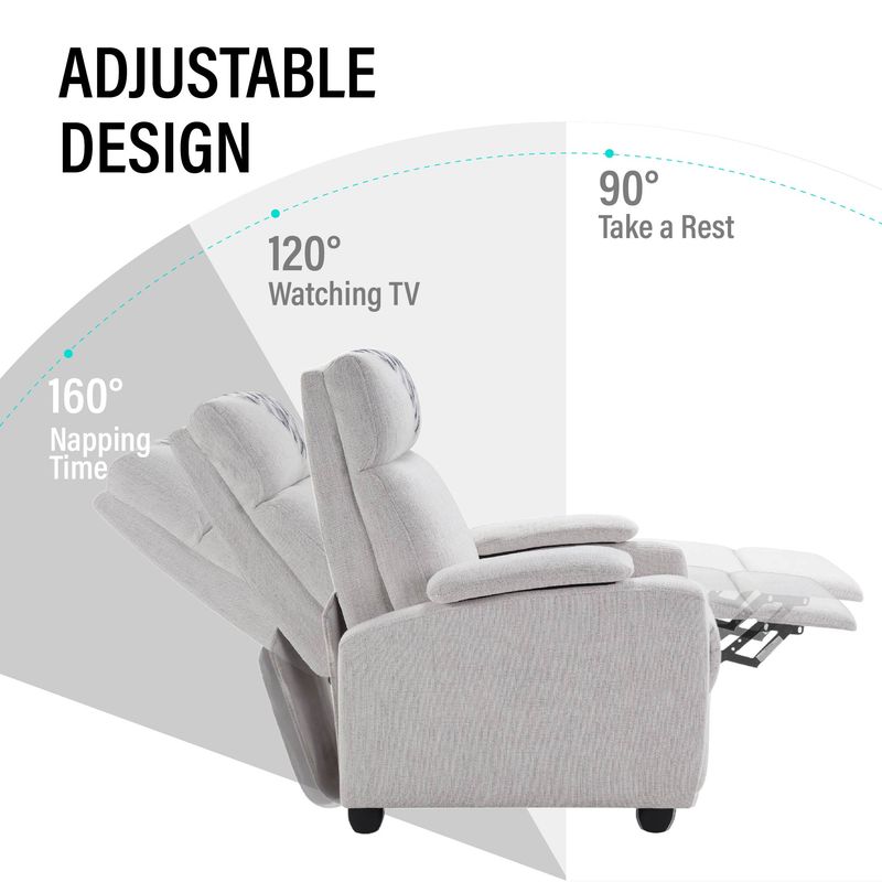 Recliner Chair, Classic And Traditional Manual Recliner Chair With Comfortable Arms And Back Single Sofa For Living Room, Light Gray_voghion.com