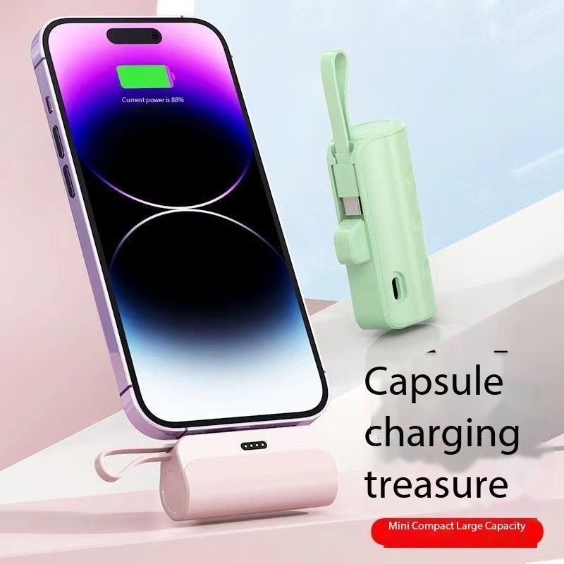 Mini banco de energía portátil con cápsula de autocable de gran capacidad 10000 mAh 5000 mAh iPhoneuniversal para teléfonos móviles Huawei_voghion.com