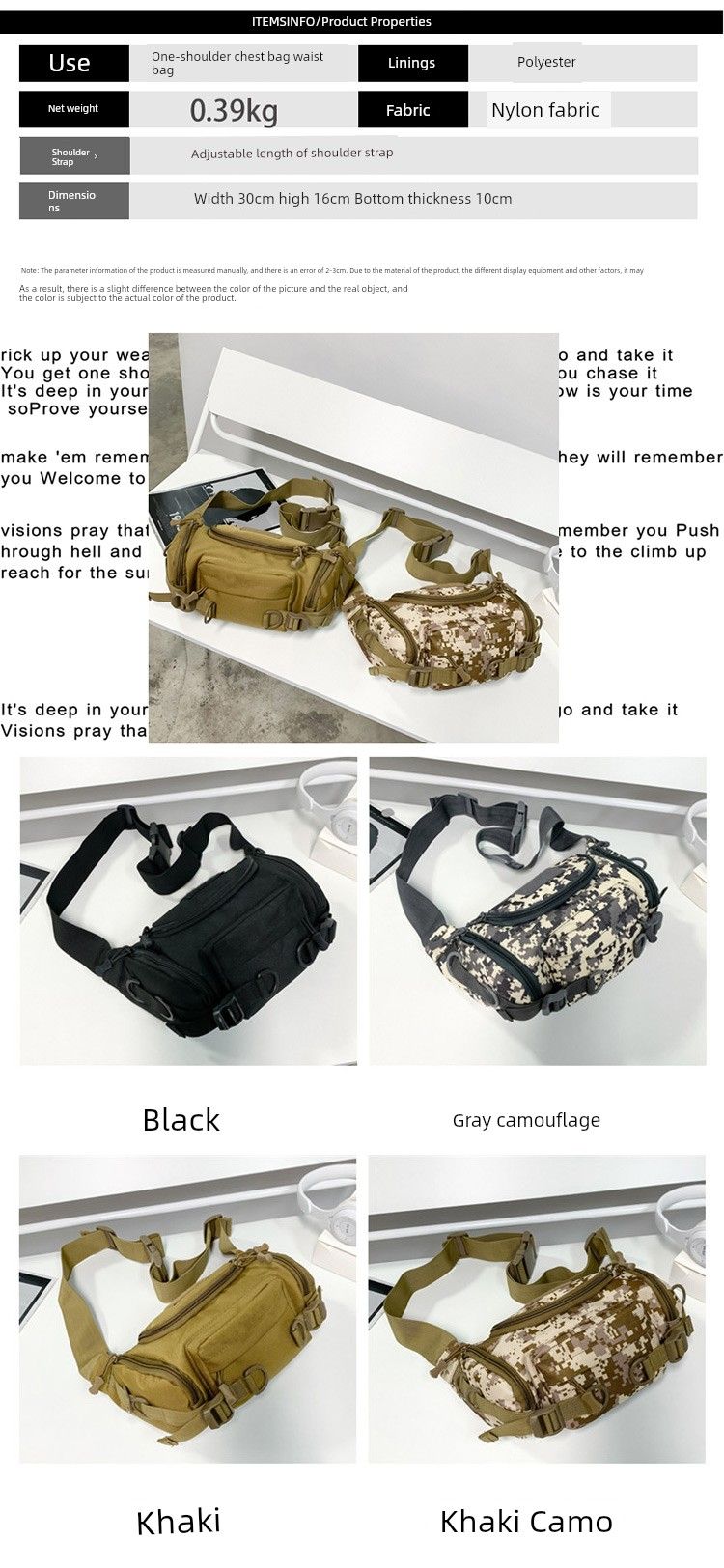 Borsa a tracolla casual da uomo e da donna, grande capacità, per esterni_voghion.com