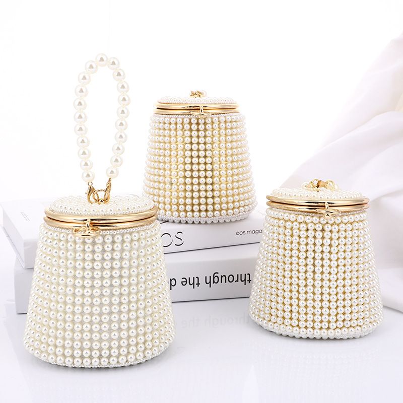 New Internet Celebrity Mini Handbag Evening Niche DIY Pearl Bucket Bag_voghion.com