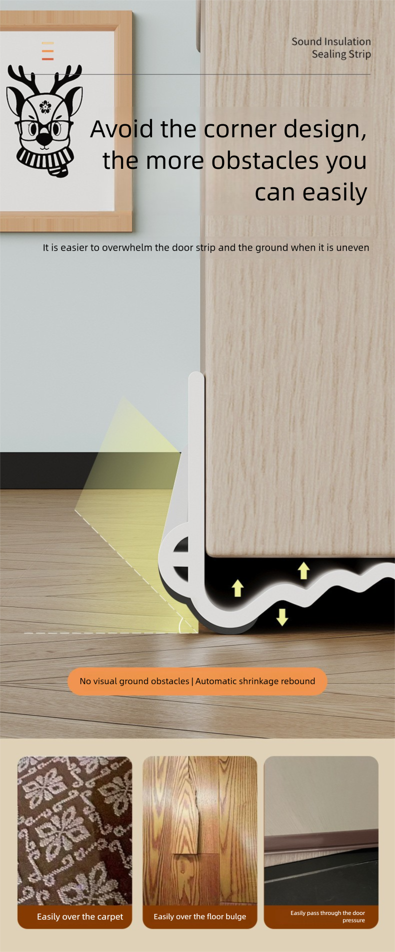 Joint de bas de porte silencieux, bande d'étanchéité autocollante et insonorisante pour pièce, coupe-vent, bloqueur d'espaces et coupe-vent_voghion.com