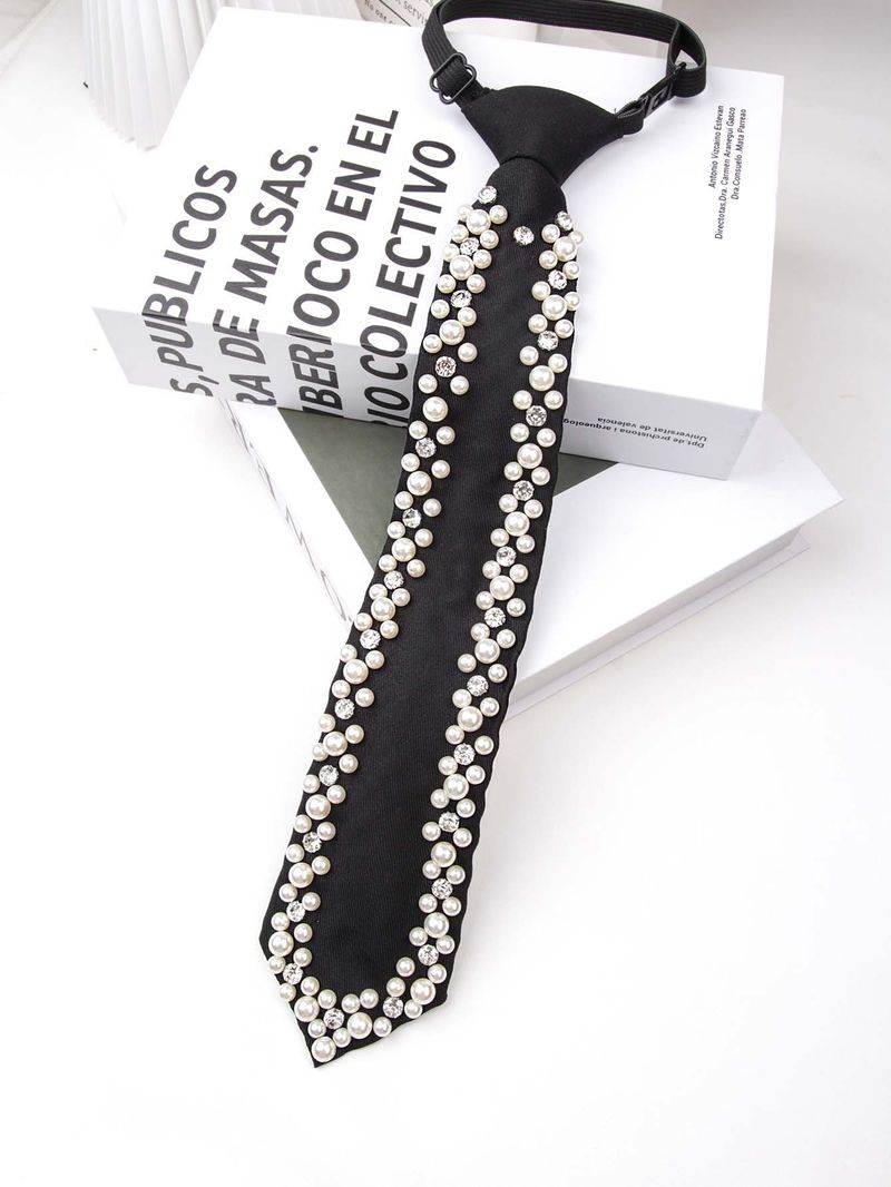 Papillon regolabile con strass neri di lusso leggero transfrontaliero, cravatta casual da donna all'ingrosso_voghion.com