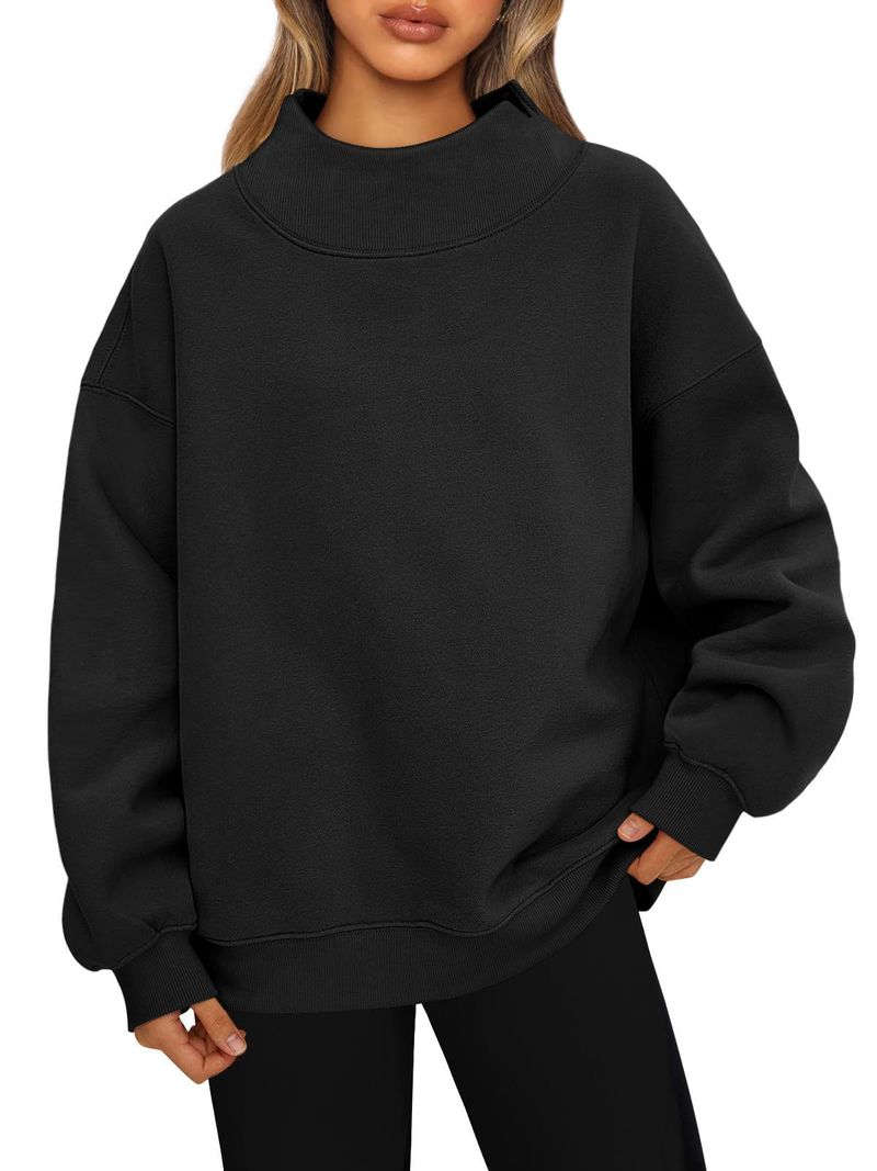 Women's sweatshirt long sleeve turtleneck pullover sweatshirt casual sweatshirt fleece top_voghion.com