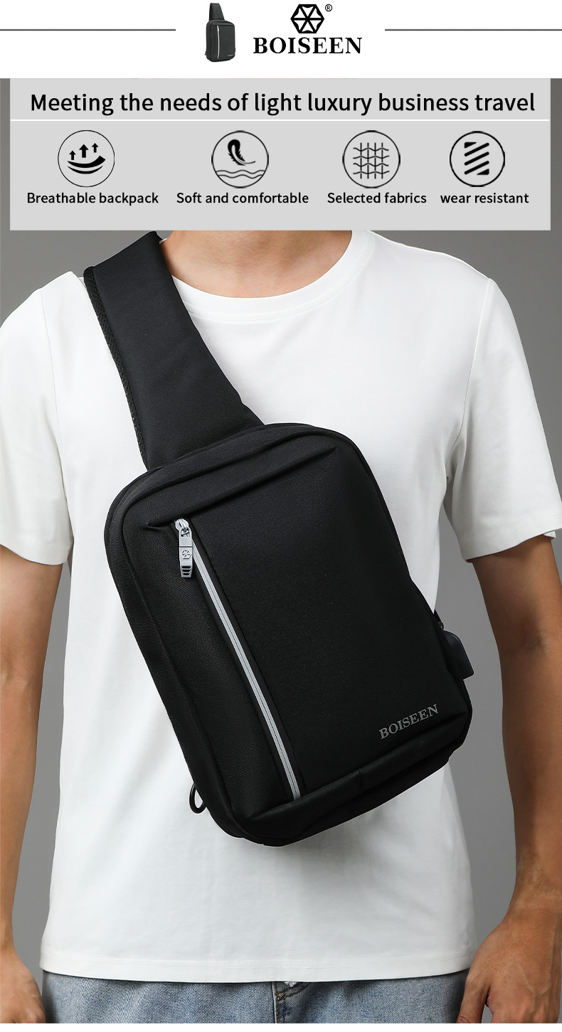 Boiseen nuovo marsupio da uomo cross-border business grande capacità borsa a tracolla con cerniera borsa portaoggetti con ricarica USB all'ingrosso_voghion.com