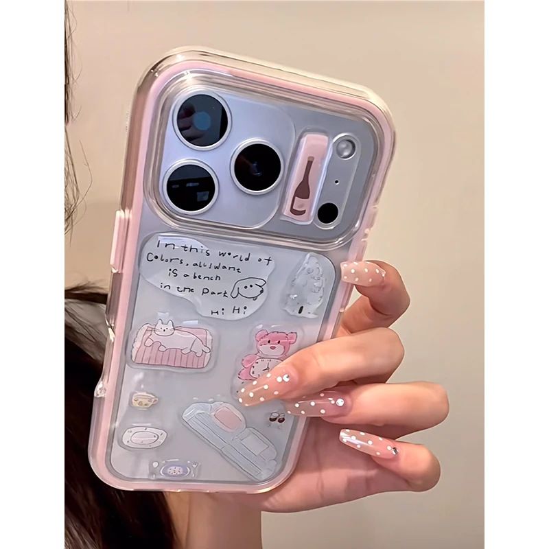 TechGlobe Creative DIY Epoxy Powder Bear Sticker Suitable For 17Promax Phone Case IP16Pro Two-in-One Colorful 15_voghion.com