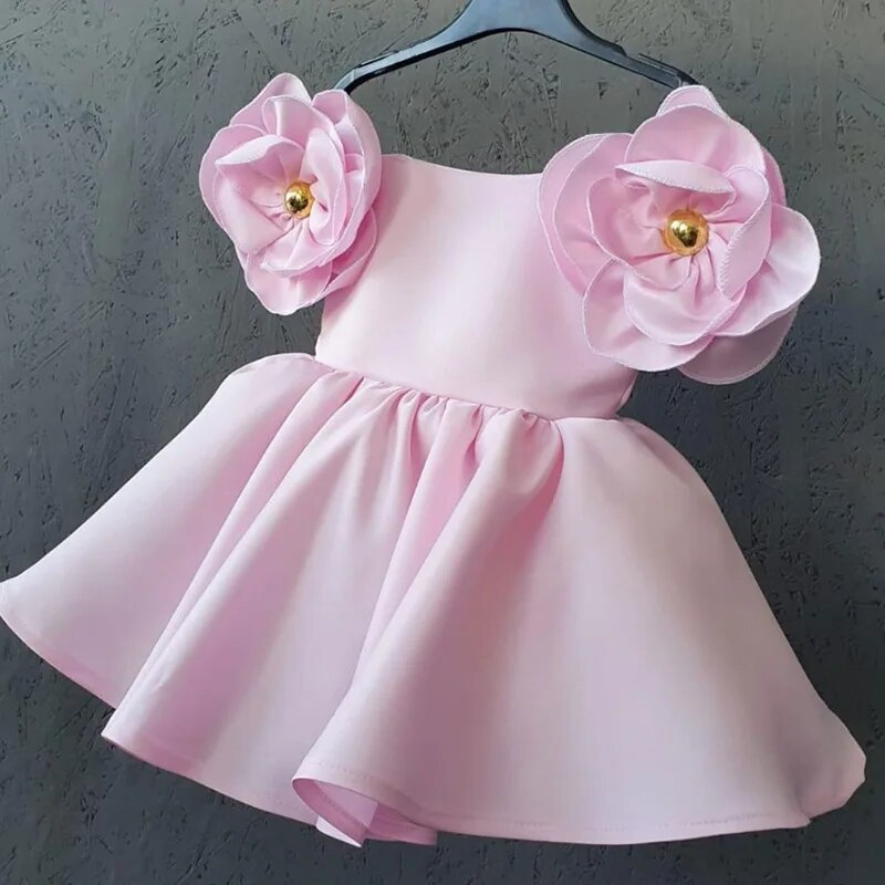 1 2 3 4 5 6 jaar Baby Meisjes Jurk Zomer Dubbele Schouder Bloemen Goud Jacquard Prinses Jurk Verjaardagsfeestje geschenken Kinderkleding_voghion.com