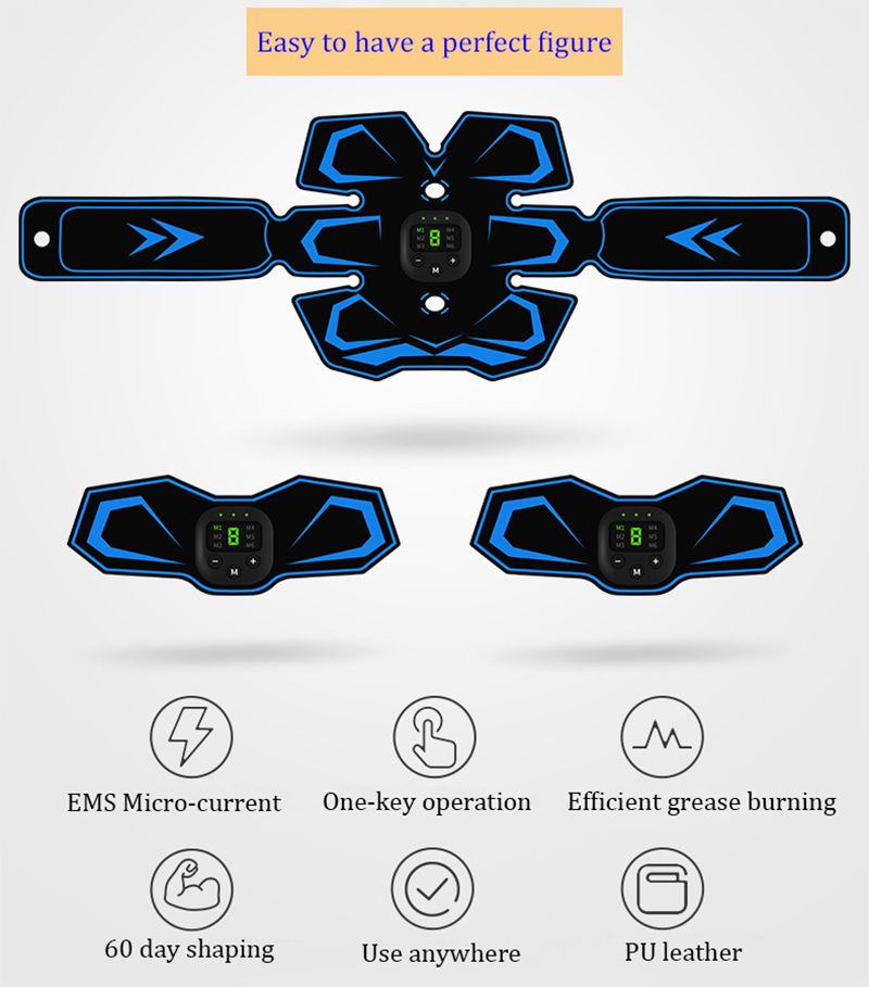 EMS Elektrischer intelligenter Muskelstimulator Fiess Trainer Bauchmuskeltraining Gewichtsverlust Aufkleber Körperabnehmen M 70% Rabatt_voghion.com